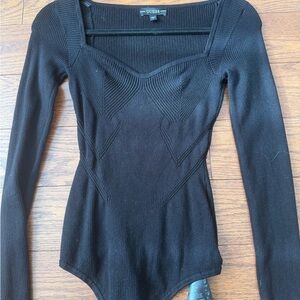 GUESS Elegant Black Long Sleeve Bodysuit